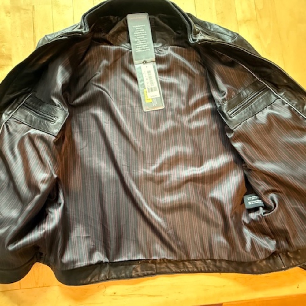 Emanuel Ungaro New Zealand Lamb skin mens extra large black jacket, NWT - Picture 9 of 13
